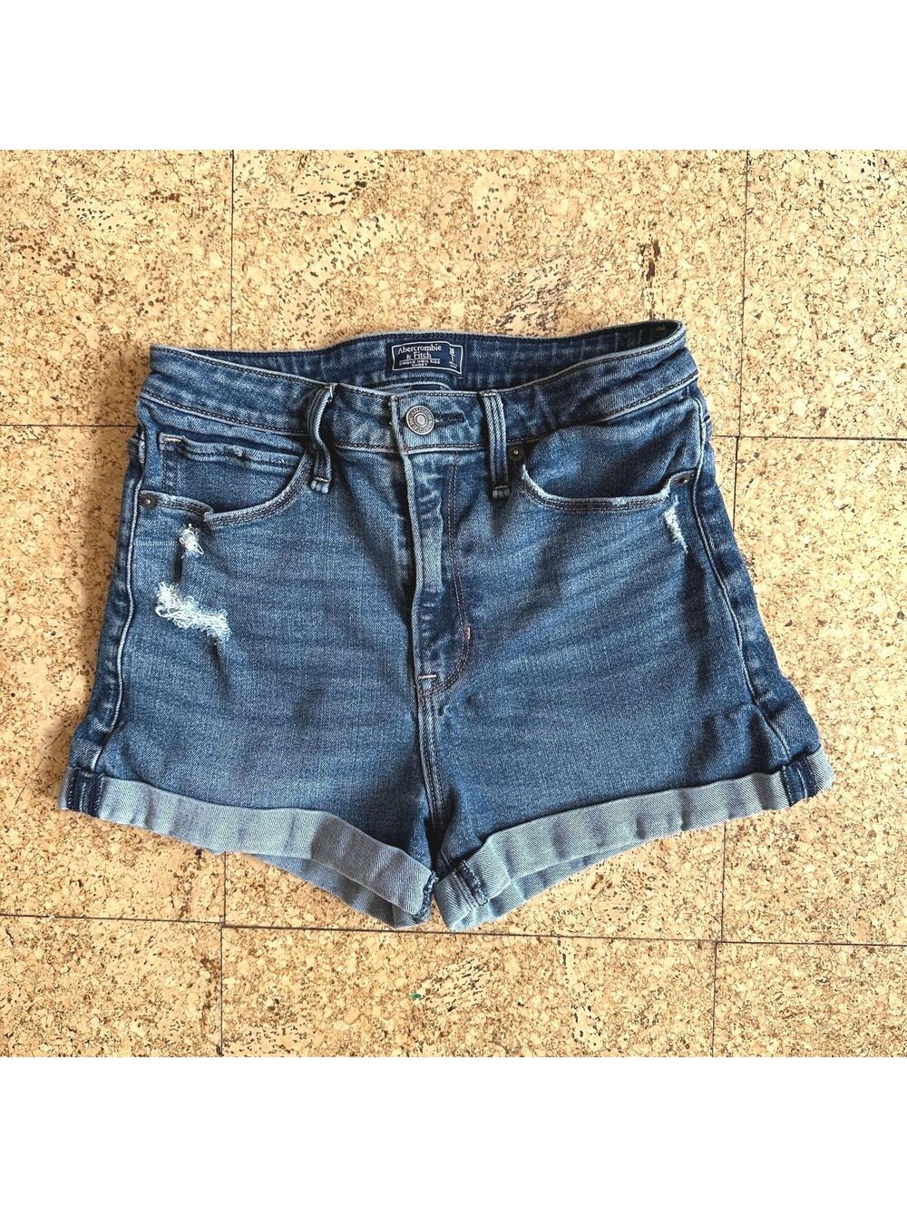Abercrombie & Fitch Simone High Rise Denim Shorts Womens 26 2" Cuffed Distressed